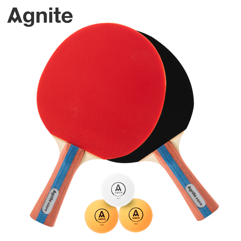 安格耐特 F2366A乒乓球拍横拍对拍 (正红反黑) (2个/副) (带三球)