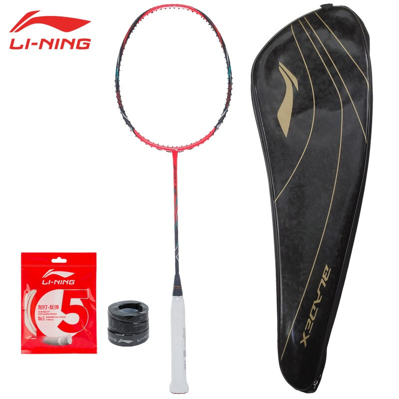 李宁（LI-NING）锋影800 羽毛球拍单拍全碳素比赛用拍 速度型 黑红 4U（块）