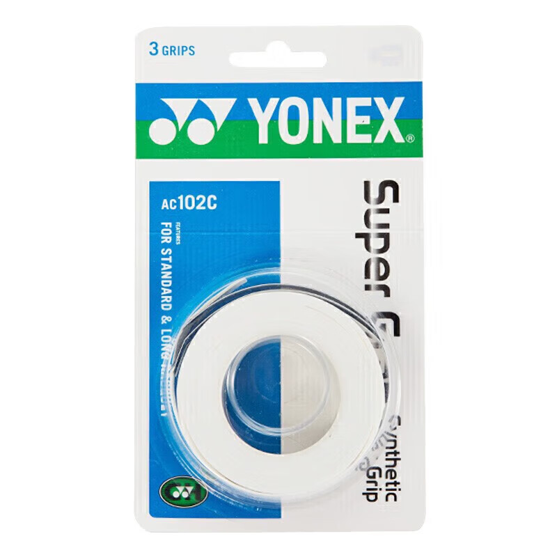 尤尼克斯（YONEX）羽毛球手胶运动吸汗带握把胶AC-102C-011白色三条装(包)