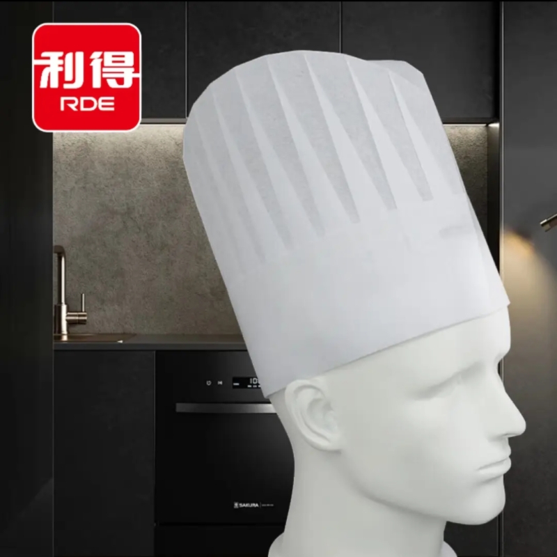 利得一次性无纺布加厚厨师帽 20顶/包  餐厅可调节 白色中圆帽(单位：包)