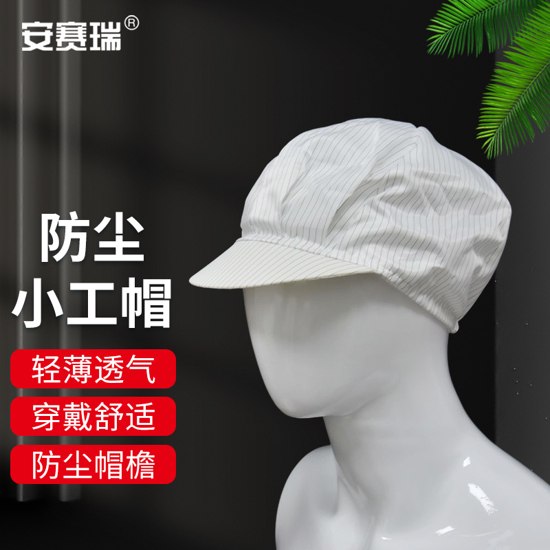 安赛瑞 3A00124 小工帽 无尘洁净室男女工作通用 白色条纹松紧款 均码（顶）