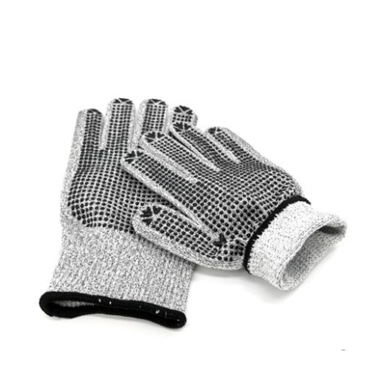 朗固  点塑防割手套 纤维制手套 均码 灰 黑（单位：双）