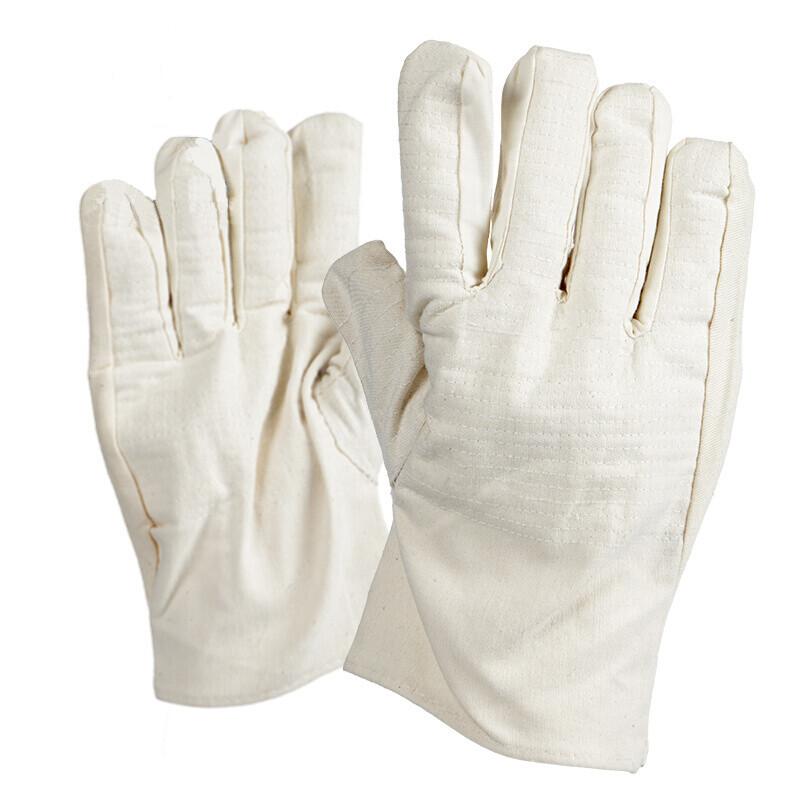 工品星帆布手套24道压线劳保加厚防护手套 白色 均码（双）