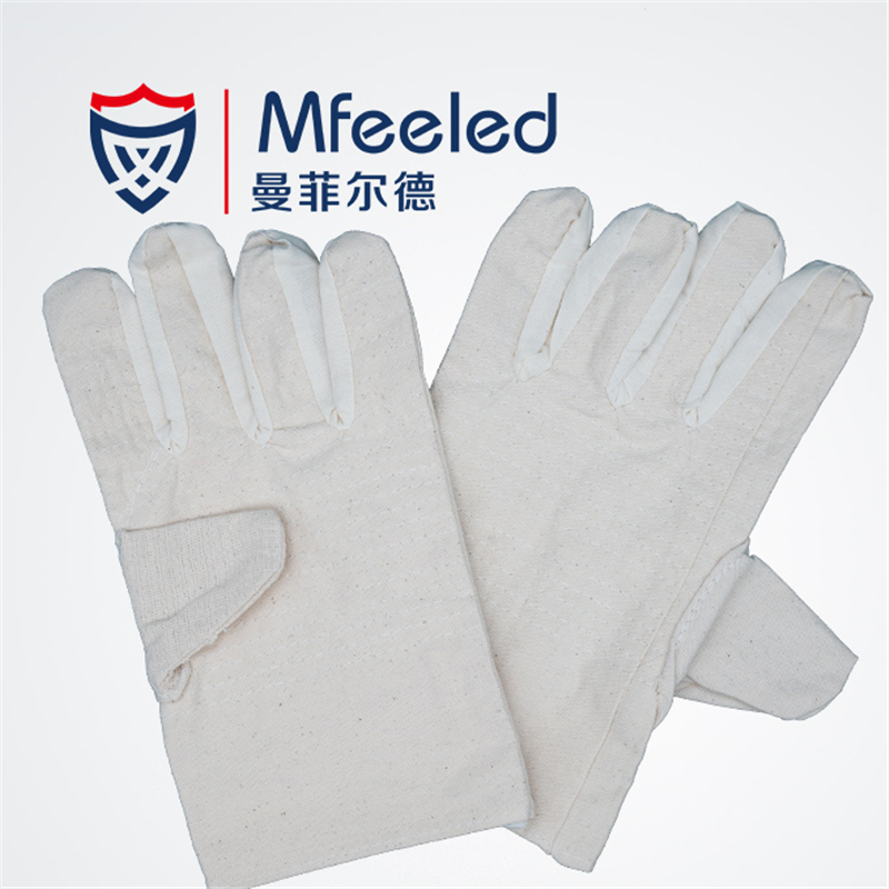 曼菲尔德/Mfeeled MS1-1 24道纯白衬双层帆布手套 10副/打(单位：打）