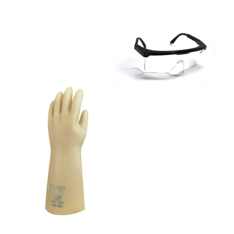 朗固2级DELTA乳胶作业手套 手部眼部防护组合浅黄色1双手套+1副护目镜/组（单位：组）