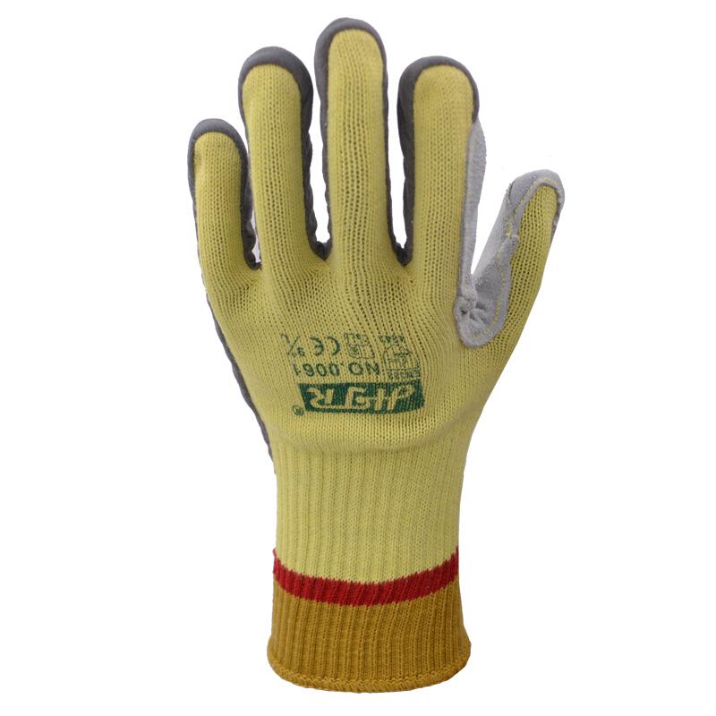 海太尔0061超级防割缝皮手套黄/灰色均码25.5cm(打)