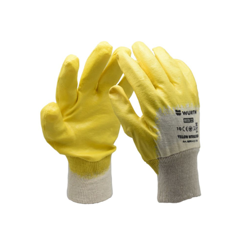 伍尔特经济型棉纱防护手套－丁腈涂层－白/黄－9号 6双/包（包）