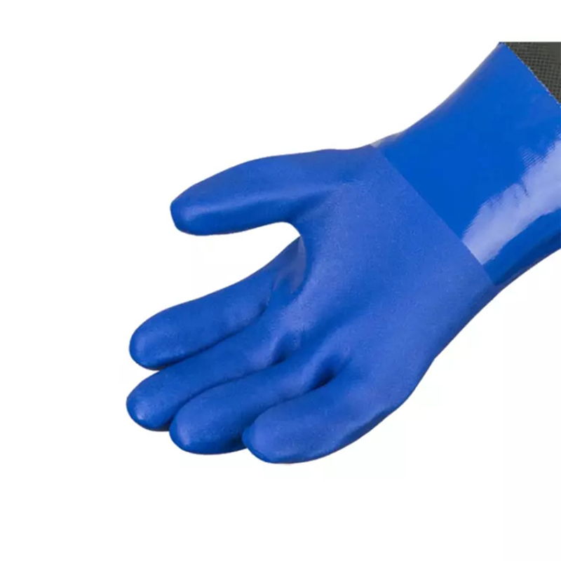 君遇 手套加长袖加厚耐磨防滑橡胶皮蓝色系带款(布里)70cm 均码 （双）
