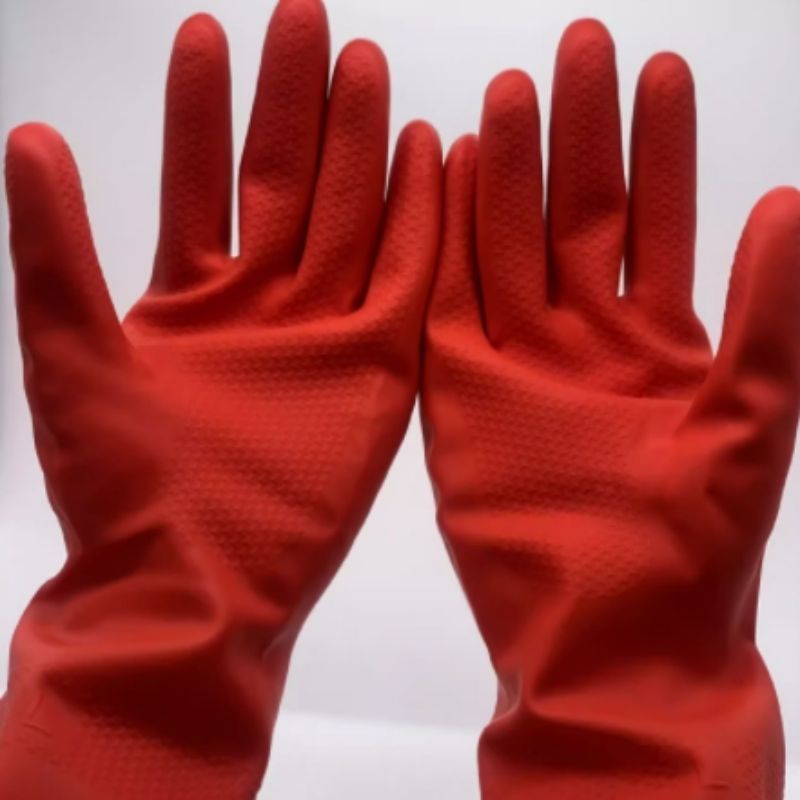 双一牌红色家用 绒里胶手套 天然橡胶绒面 中码(单位：双)
