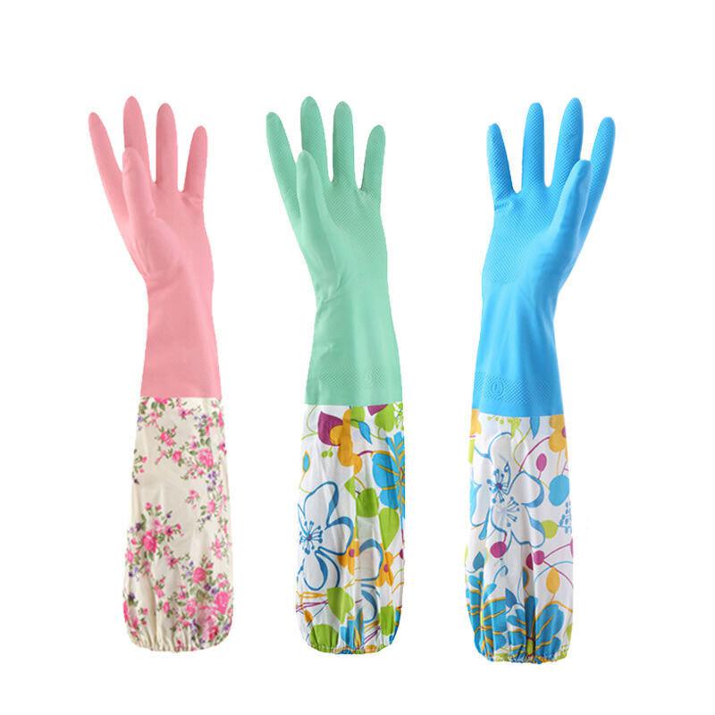 雅高长款洗碗手套3双装家务清洁橡胶手套洗衣清洁手套（组）