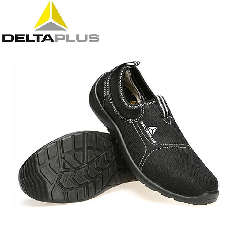 代尔塔 (Deltaplus) 301215 帆布安全鞋透气防静电防砸防滑适于室内使用定做黑色 44码（双）