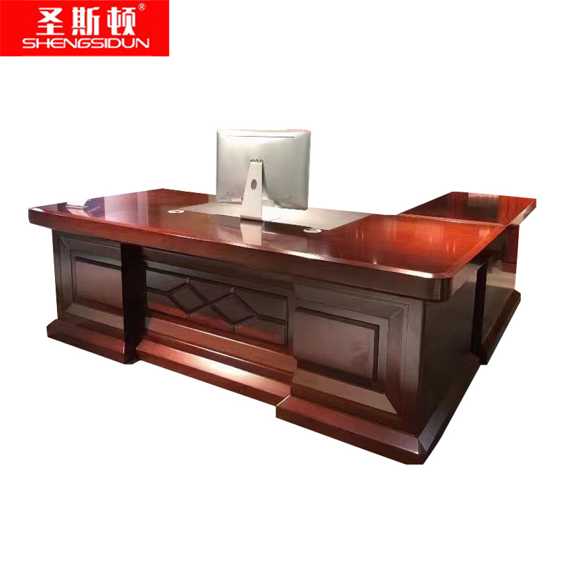 圣斯顿D-24106油漆大班台办公桌含副柜活动柜2400*1100*760mm（张）红胡桃色