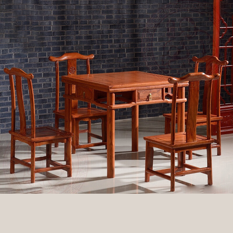 弗尔斯特红木方桌|0.98米×0.98米×0.8米、配4把椅子 定制（单位：套）