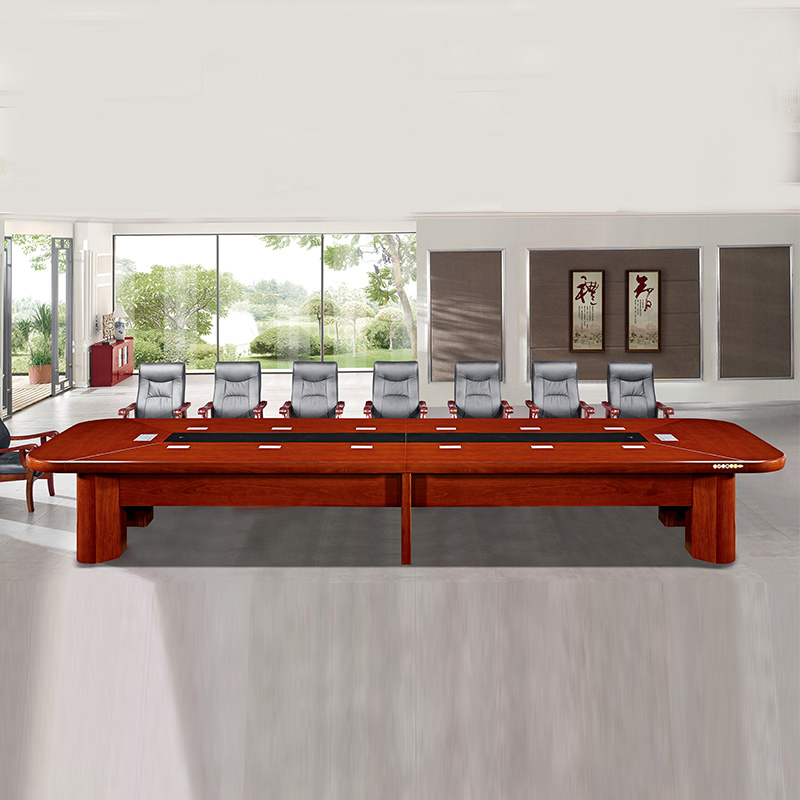 颐兴 定制新胡桃木色油漆会议桌高档大型多人办公会议桌实木贴皮长会议台 4000x1600x760cm(单位：台）
