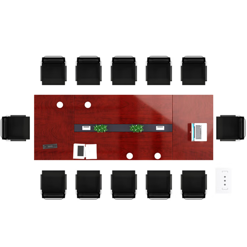 锡田家具3400*1700*760mm会议桌 木质面板 暗红色长方形（单位：张）