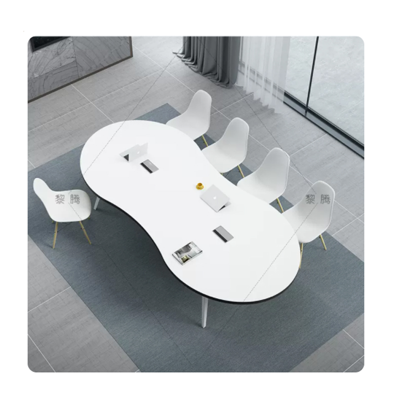 飞宇家具椭圆8字型洽谈桌2米+6椅 白色（单位：套）