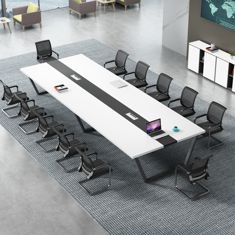 中伟办公室大小型会议桌长桌简约现代办公桌员工培训洽谈桌椅组合 4000*1400*750 (组)