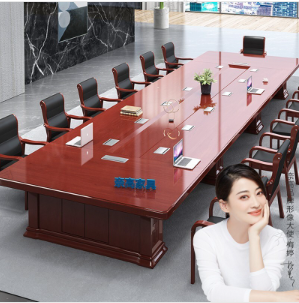 奈高（NAIGAO）人造板 红棕色 12人会议桌(单位：个)4000*1600*760mm