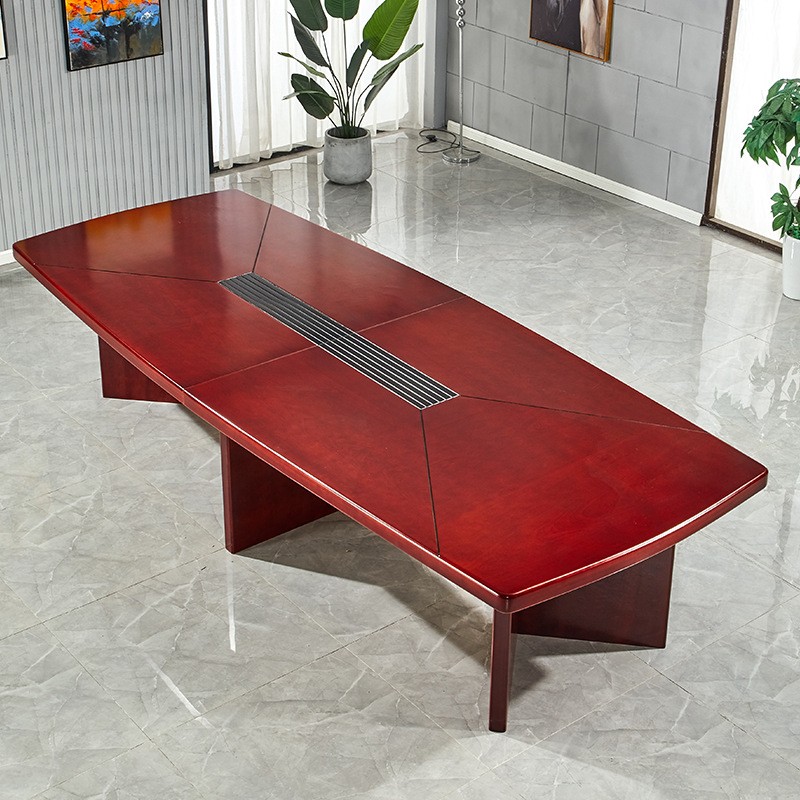 铭祖MZ-Z-72会议桌油漆会议桌长桌贴实木皮会议台洽谈桌不含椅子可定制红胡桃色500*180*75cm（张）