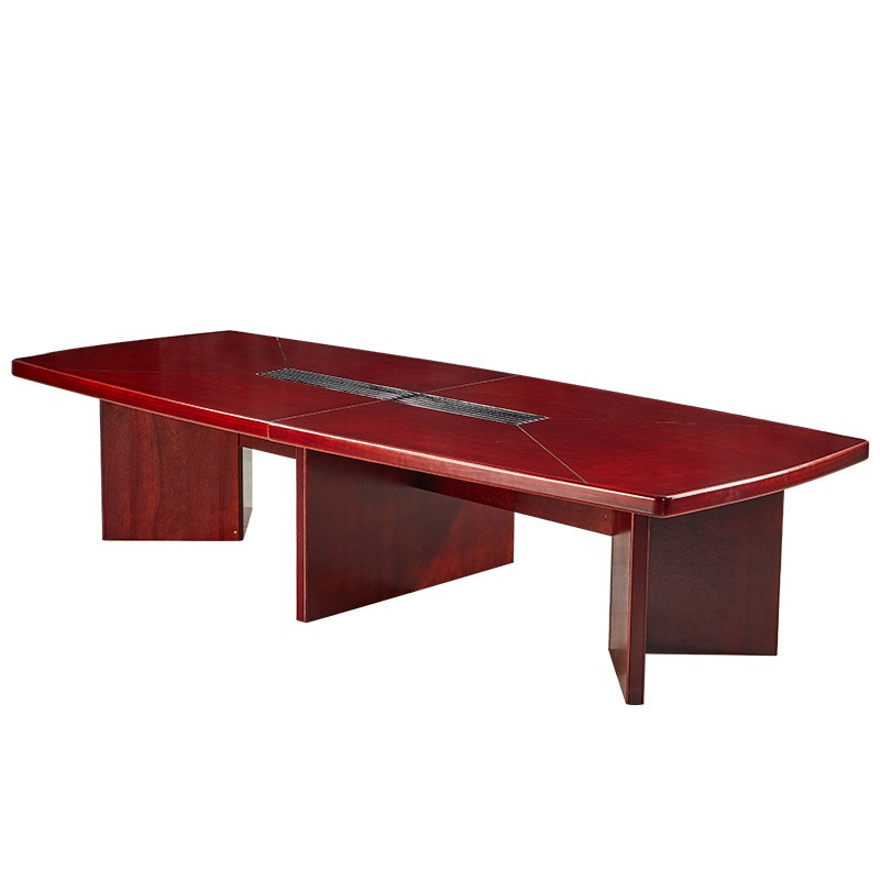 铭祖MZ-Z-74会议桌油漆会议桌长桌贴实木皮会议台洽谈桌不含椅子可定制红胡桃色400*180*75cm（张）