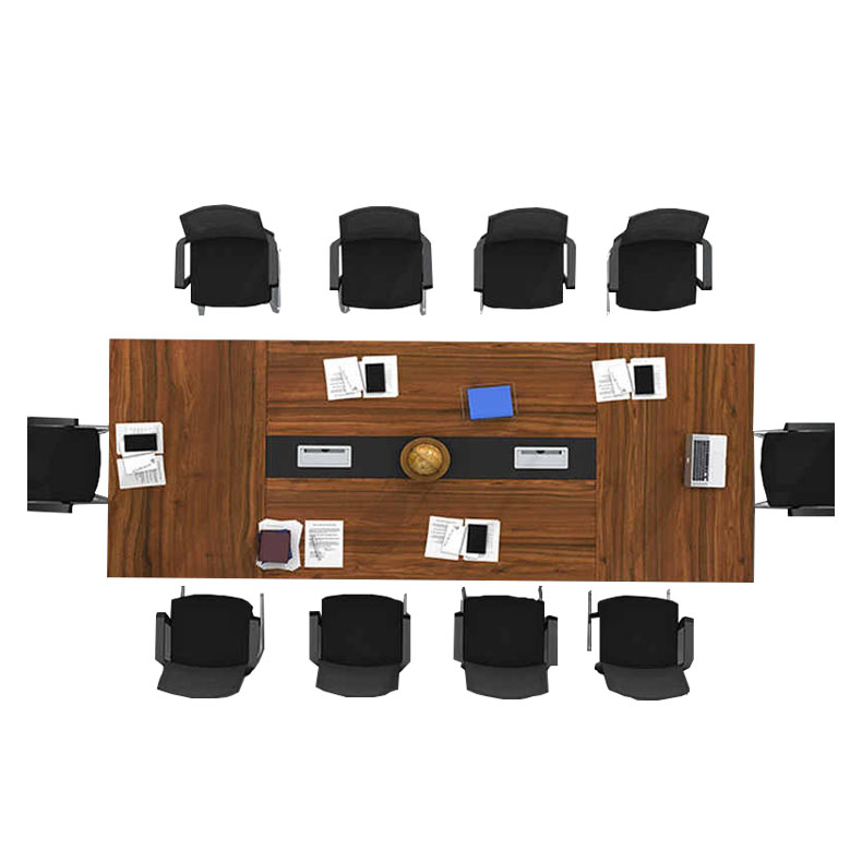 铭祖MZ-Z-142会议桌简约现代会议室接待钢木结合板式会议桌不含椅子胡桃色350*120*76cm（张）