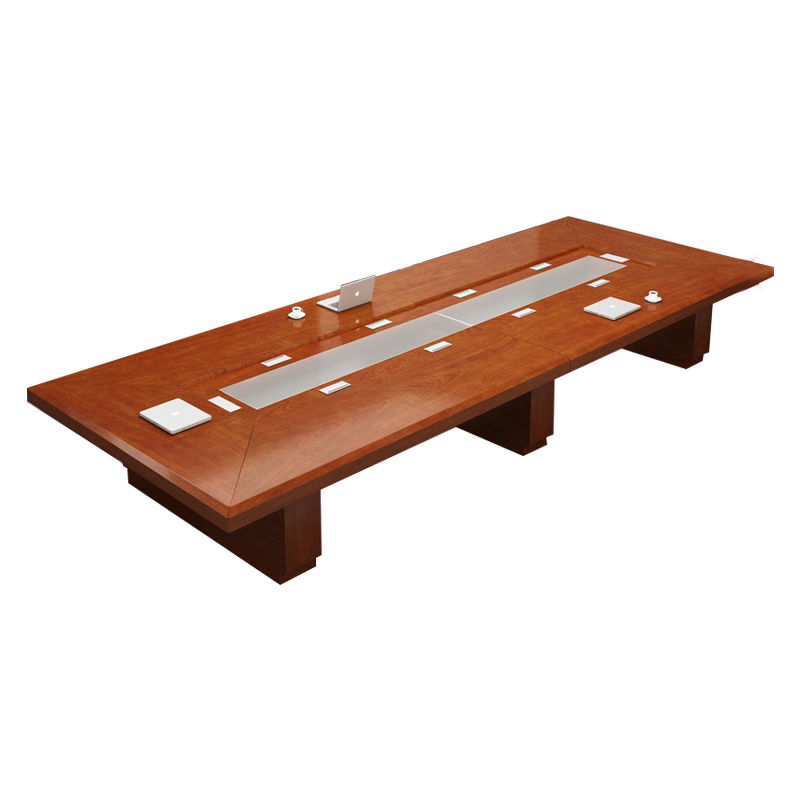 齐初QC-DHYZ-14会议桌长桌贴实木皮会议台洽谈桌接待条形简约现代板式桌可定制不含椅子红胡桃色400*160*75cm（张）