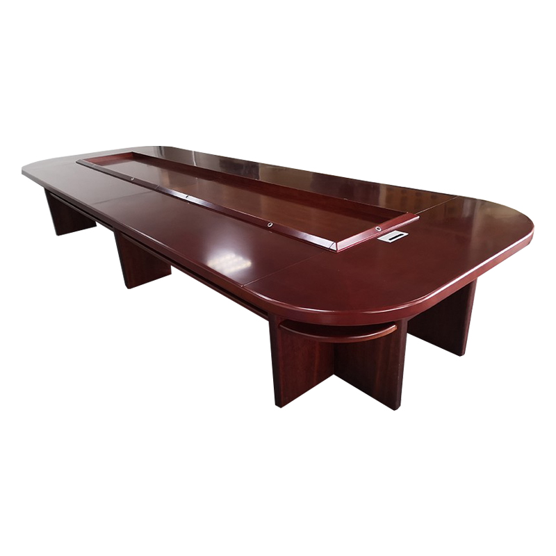 齐初QC-DHYZ-26会议桌长桌贴实木皮会议台不含椅子可定制红胡桃色400*180*76cm（张）