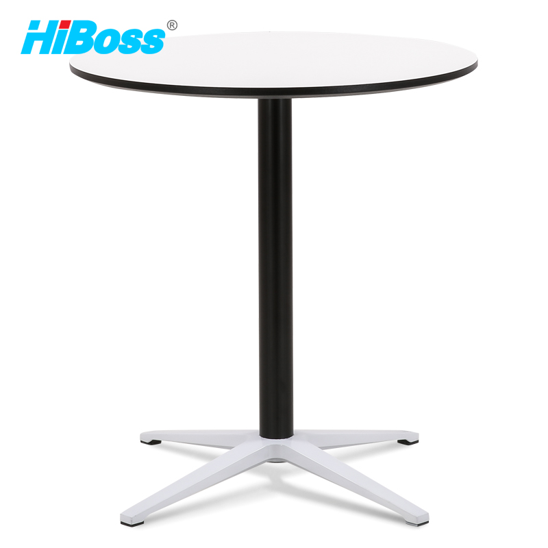 HiBossDB057接待台简约休闲洽谈桌办公会客桌商务小圆桌接待桌椅组合圆型边桌白色咖啡桌(单位：张)