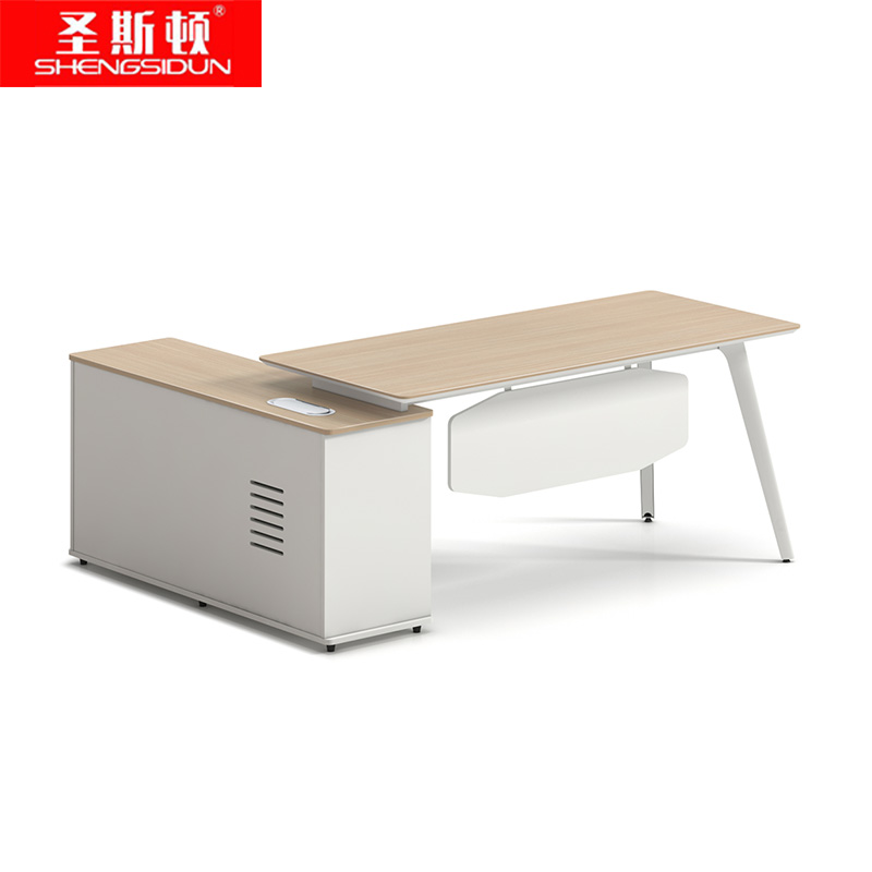 圣斯顿S-HB1615经理办公桌1600*1500*750mm（张）浅胡桃+暖白