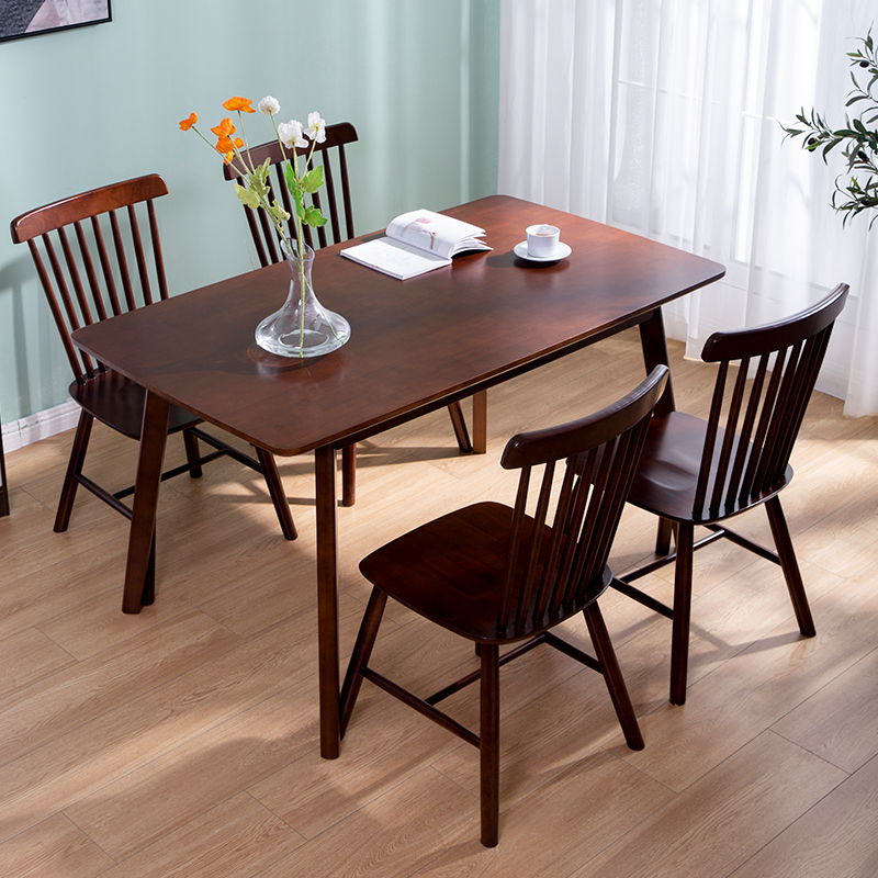 圣斯顿LK-ZY14实木餐桌1桌4椅套装1200*750*750mm（单位：套）胡桃色