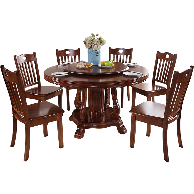 圣斯顿SD-NM1826直径1.8m圆形餐桌含转盘1桌10椅（单位：套）胡桃色