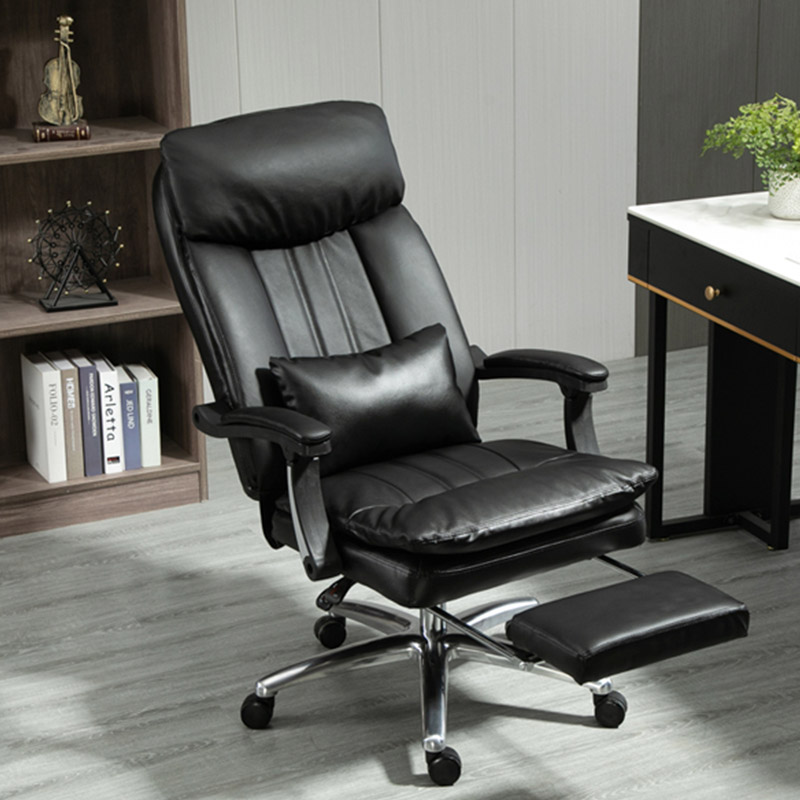 兰冉LR252可躺老板椅黑色牛皮办公椅W650*D520*H1200（把）