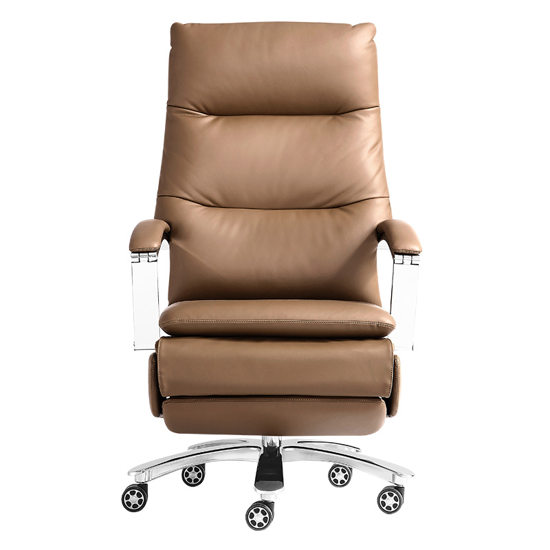 悦山YSOC1HJ2255A-1XPCA办公椅家用可躺电脑椅商务西皮大班椅 手动+脚踏 680*790*1230-1290mm焦糖色(单位：张)
