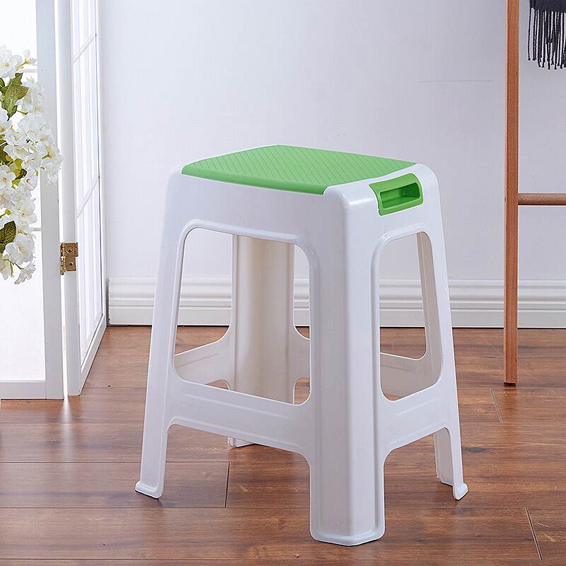 好尔 塑料凳子 方凳子 餐凳 带提手大号 1个装 绿色（个）