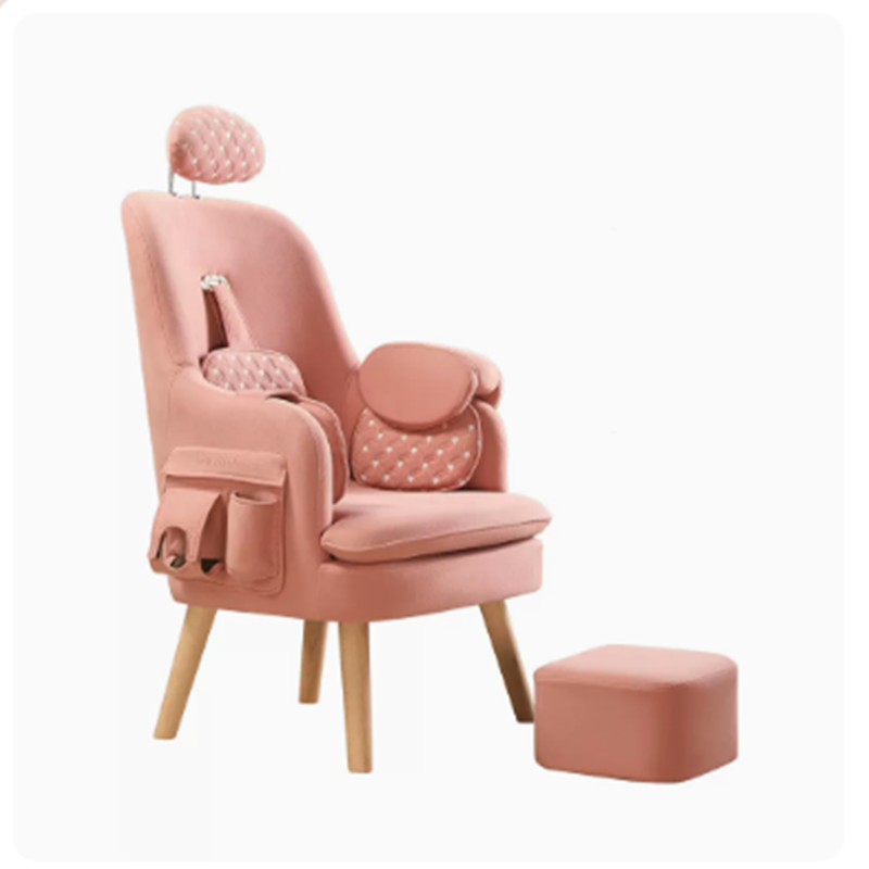 DM喂奶哺乳椅子沙发凳607B粉色手动舒适科技绒布款（张）
