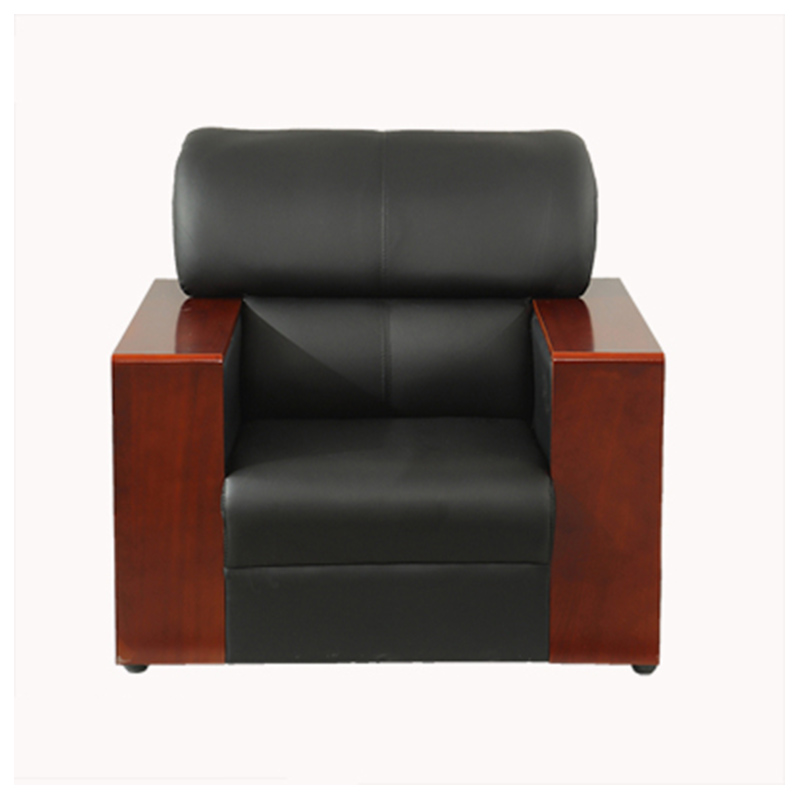 铭祖MZ-S-33皮质沙发办公沙发办公室接待会客沙发商务沙发牛皮不含茶几单人位黑色92*78*86cm（张）