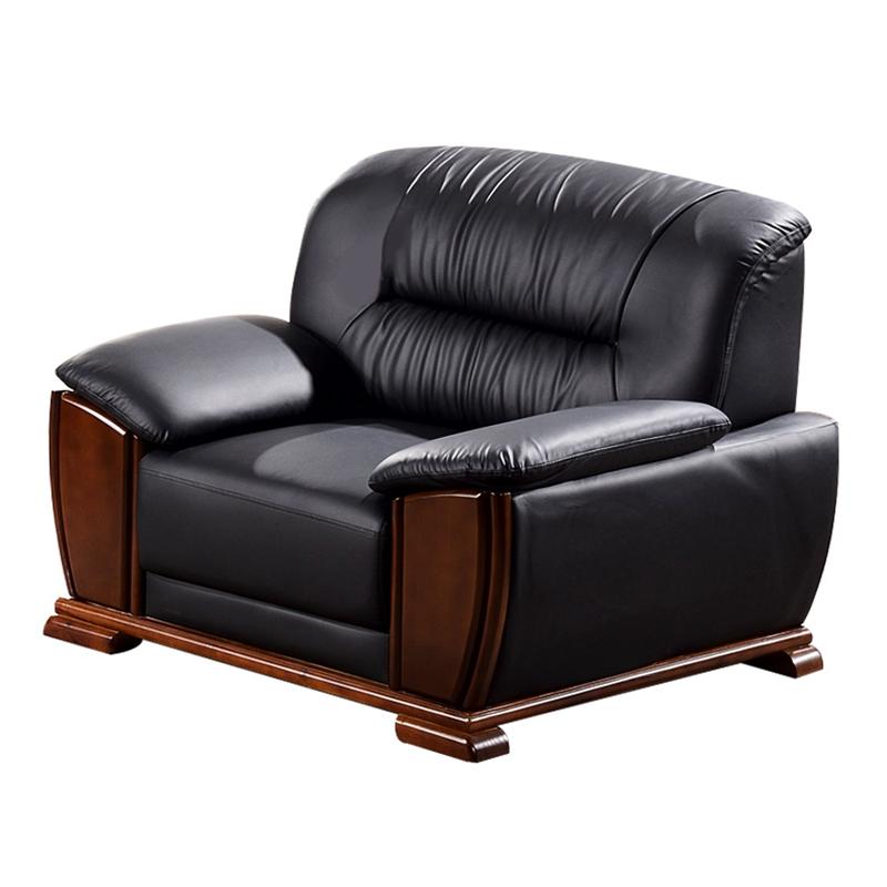 铭祖MZ-S-38皮质沙发办公室接待会客沙发商务沙发不含茶几单人位黑色110*85*90cm（张）