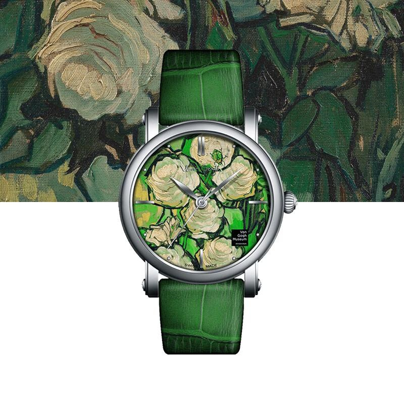 梵高（VanGogh）瑞士女士石英手表玫瑰和甲虫Lady17绿色（块）