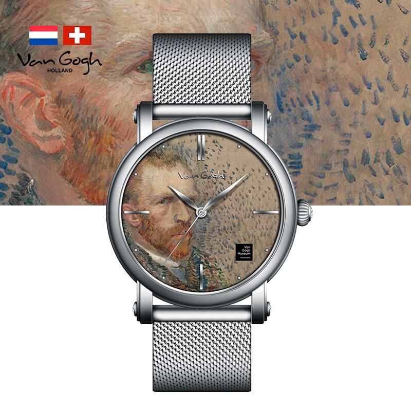梵高（VanGogh）瑞士手表男自画像Gent02-1-M棕色（块）