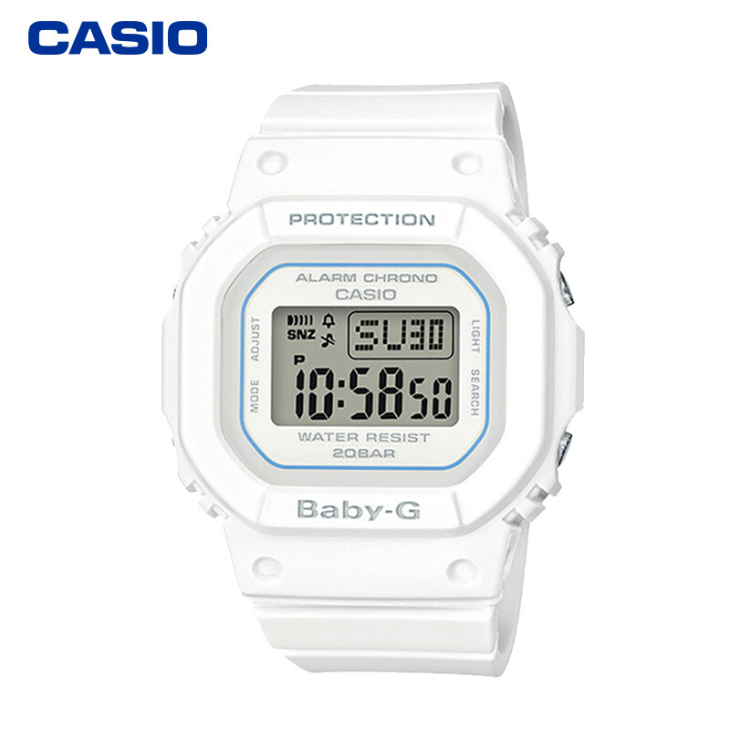 卡西欧（CASIO）清新白蓝小方块运动石英表 时尚腕表BGD-560-7（只）