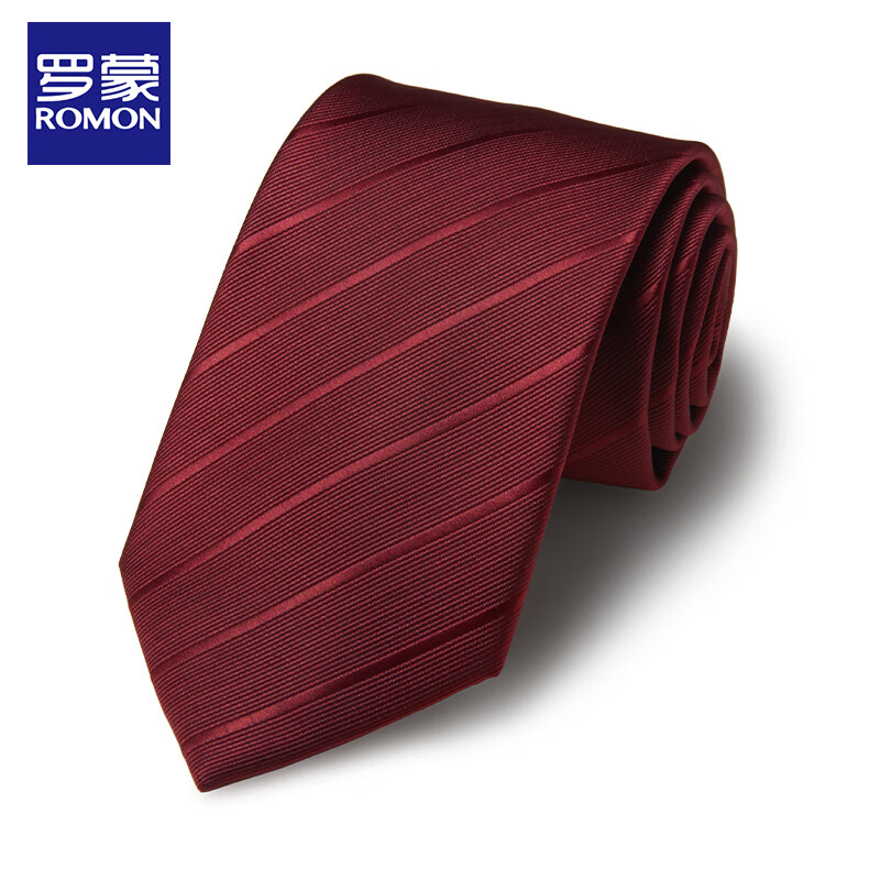 罗蒙（ROMON）领带男士商务正装条纹款8CM手打领结 红色 145*8cm(单位：条)