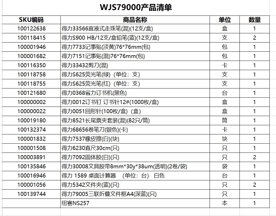 得力WJS79000文具套装定制入职套装(混)(盒)