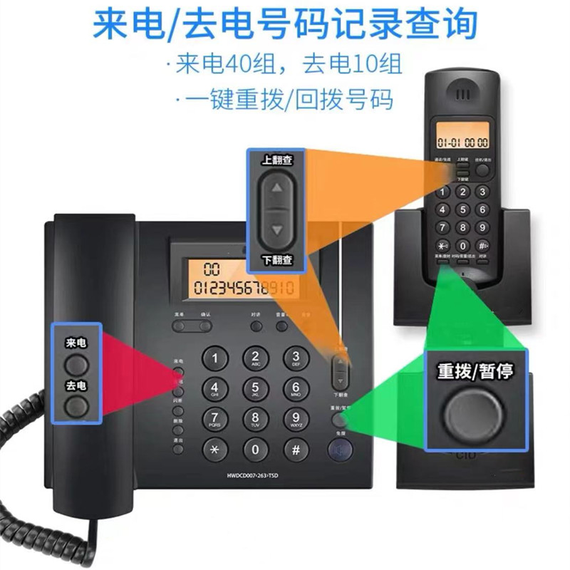 融信银之汇企业定制无绳电话机家用办公室无线子母机一拖一固定电话座机（台）