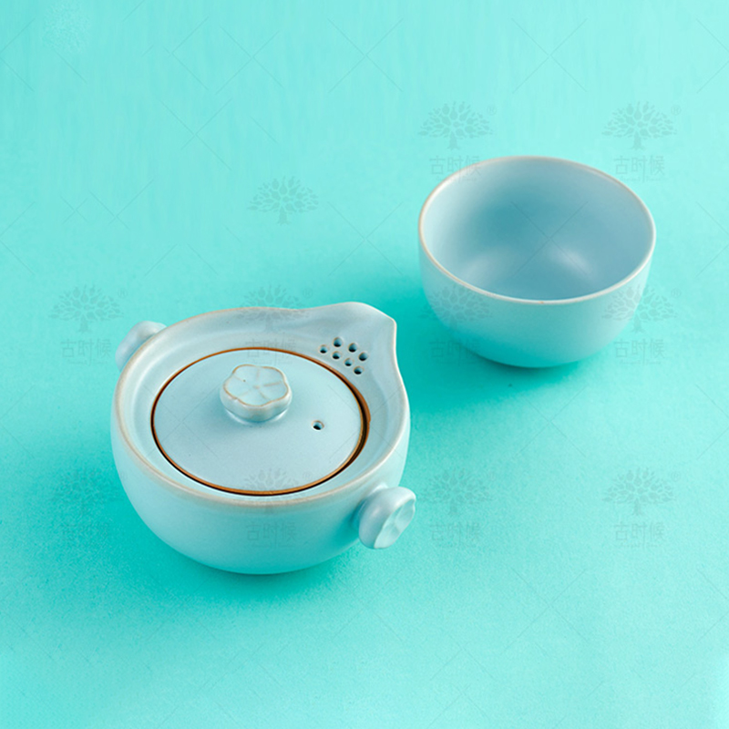 古时候瓷器便携户外旅行茶具彩蛋蛋套装一壶一杯B01（单位：套）