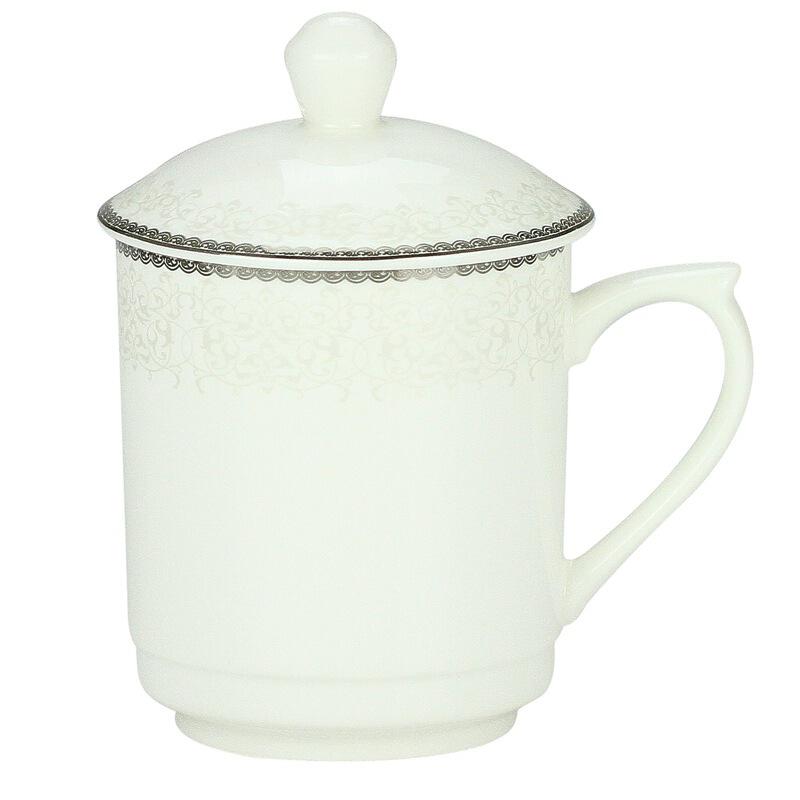 国产茶杯陶瓷如意6号盖杯带盖开会杯商务会议办公杯350ml（单位：个）