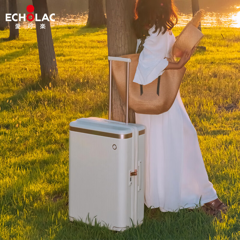 爱可乐（Echolac）明星付辛博同款 大容量行李箱万向轮旅行箱PC142白色28吋(个)