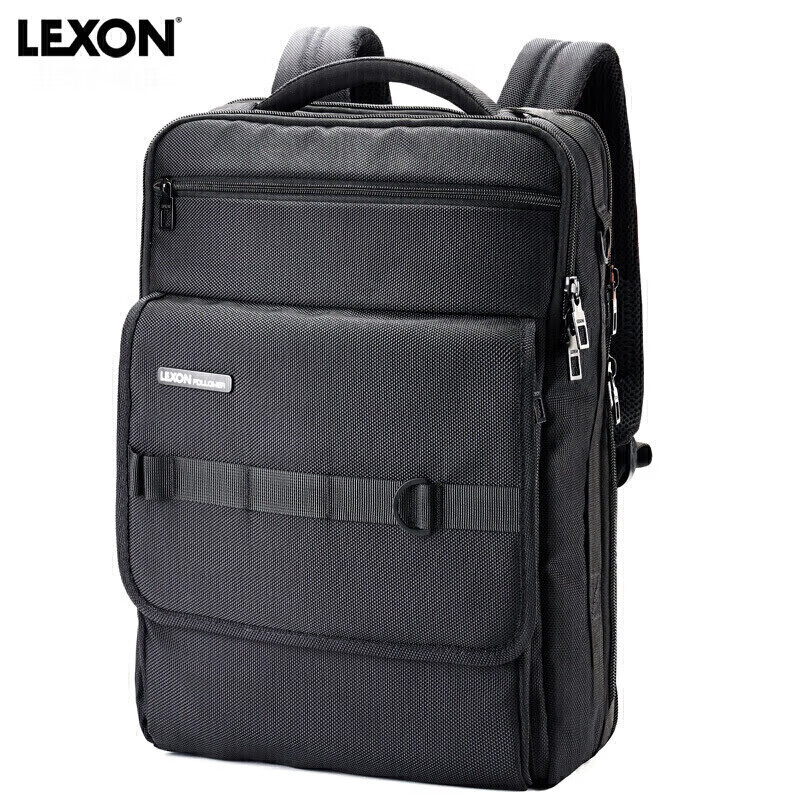 乐上（LEXON）双肩包男14英寸笔记本电脑包商务双层大容量背包旅行包书包黑色(个)