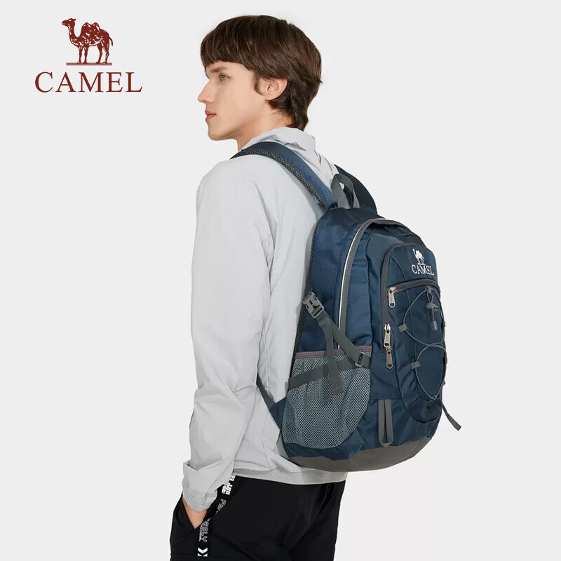骆驼（CAMEL）户外双肩包男女30L轻便徒步旅行运动登山背包 A9W3CO3135 深蓝(个)