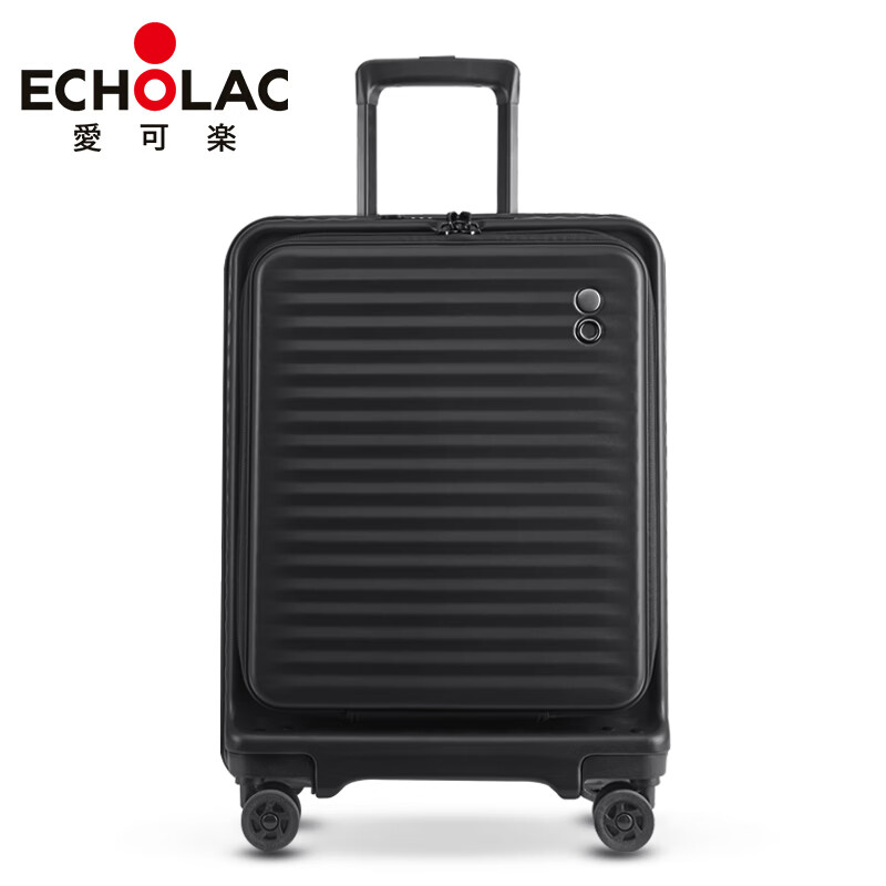 爱可乐（Echolac）明星付辛博同款 前开盖大容量行李箱可扩展拉杆箱PCT183F黑色24吋(个)