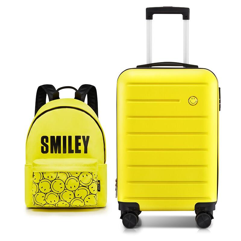 SMILEY 漫游系列 双肩包 拉杆箱20英寸登机箱旅行组合套装 黄色组合（套）